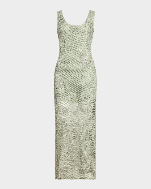 Liliana Embroidered Crochet Midi Dress